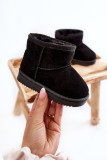 Gefütterte schwarze Schneestiefel aus Wildlederimitat