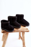 Gefütterte schwarze Schneestiefel aus Wildlederimitat
