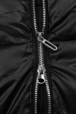Winterjacke mit Fell, halbglänzend, Schwarz