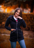 Verlängerte Sweatjacke mit Kapuze beige