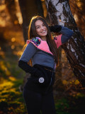 Sweatjacke im Colorblocking grau/apricot/schwarz