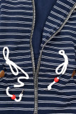 Gestreifte Sweatjacke dunkelblau