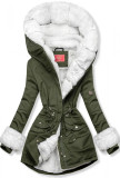 Parka mit abnehmbaren Fellimitat grün/weiß