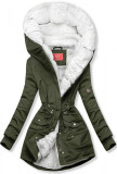 Parka mit abnehmbaren Fellimitat grün/weiß