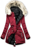 Wende-Parka für Winter weinrot/schwarz