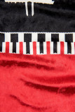 Velourskleid mit Weihnachts-Print dunkelblau/rot