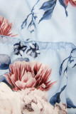 Blumiges Midikleid hellblau