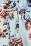 Blumiges Midikleid hellblau