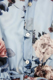 Blumiges Midikleid hellblau
