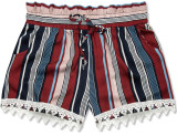 Shorts mit Spitzensaum blau/weinrot