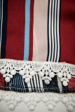 Shorts mit Spitzensaum blau/weinrot