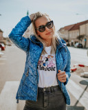 Melierte Frühlingsjacke hellblau