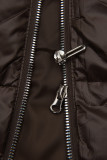 Winterjacke mit Fell, halbglänzend, Kakaobraun