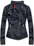 Kurzjacke aus weichem Lederimitat dunkelblau