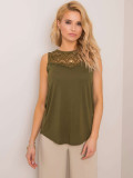 Khaki Top mit Spitze