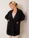 Schwarzer Alpaka Fluffy Mantel