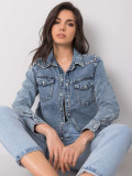 Blaue Jeansbluse mit Nieten