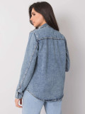 Blaue Jeansbluse mit Nieten