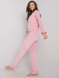 Rosa Pyjama mit langen Ärmeln und Rüsche
