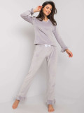 Grau Damen-Pyjama mit Rüsche