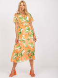 Blumen Midi Kleid in Orange
