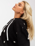 Schwarze flauschige Kapuzenpullover mit Punkten