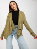 Khaki kurzer asymmetrischer Cardigan ohne Verschluss