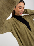Khaki kurzer asymmetrischer Cardigan ohne Verschluss
