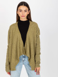 Khaki kurzer asymmetrischer Cardigan ohne Verschluss