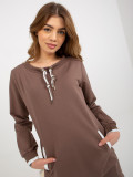 Braunes Mini-Dress mit Kordelzug