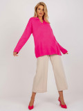Fluo rosa Damen Oversize Pullover mit Kragen RUE PARIS