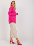 Fluo rosa Damen Oversize Pullover mit Kragen RUE PARIS
