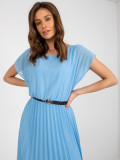 Himmelblaue ausgestellte Kleid mit Falten