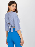 Weiß-blau gestreifte elegante Bluse