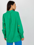 Grüne Oversize-Bluse mit Stickerei