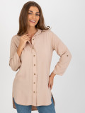 Beige asymmetrische klassische Bluse aus Viskose
