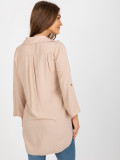 Beige asymmetrische klassische Bluse aus Viskose