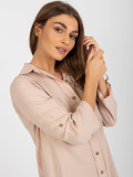 Beige asymmetrische klassische Bluse aus Viskose