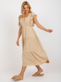 Beige Midi-Kleid mit Volant