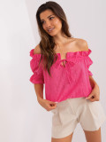 Dunkelrosa Bluse mit Ajour-Muster