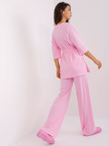 Helle rosa Damen-Casual-Set mit weiten Hosen
