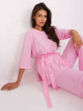 Helle rosa Damen-Casual-Set mit weiten Hosen