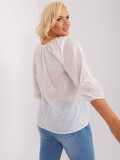 Weiß-beige Bluse in Übergröße mit Stickerei