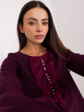 Elegante dunkelviolette Bluse mit Perlen