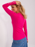 Fuchsia klassischer Pullover mit Rundhalsausschnitt