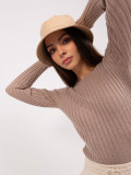 Klassischer gestreifter Pullover in Dunkelbeige