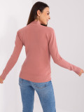 Rosa figurbetonte Strickpullover mit Rollkragen