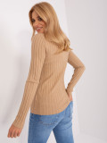 Brauner figurbetonter Pullover mit Rollkragen