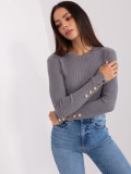Eleganter dunkelgrauer figurbetonter Pullover