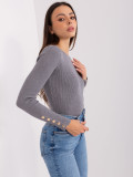 Eleganter dunkelgrauer figurbetonter Pullover